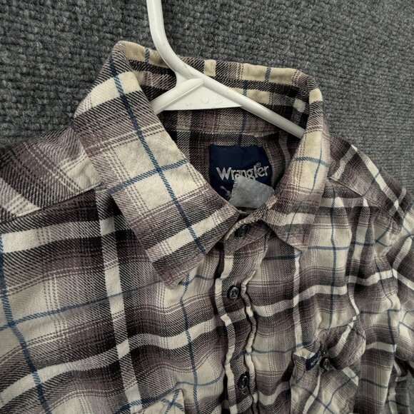 VTG Wrangler Short Sleeve Flannel Button Up Shirt Men Soft Plaid Colorful M/L - Picture 11 of 16